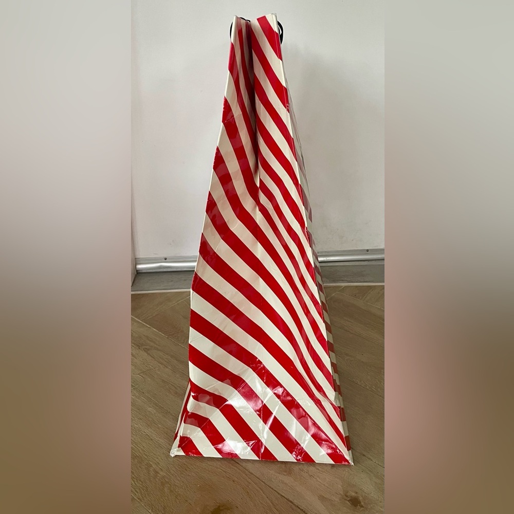 Bottega Veneta Giant Striped waxed paper shopping bag, has corner wear, 27”x22” - Picture 8 of 12